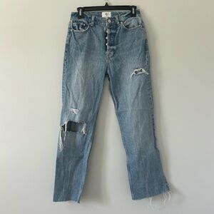 Anine Bing Olsen High Rise Button Fly Relaxed Fit Straight Leg Jeans 26